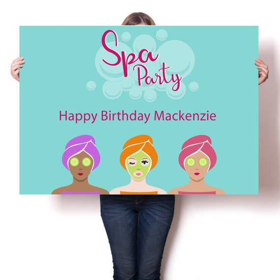 Editable & Printable Salon/Spa Party Backdrop Template A0 Size - Pink, Blue - Instant Download - Girls Birthday Parties Il_570xn