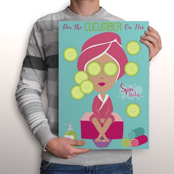 Ready to Print Pin the Cucumber on Her Party Game Printable, A3 Size - Instant Download - Girls Birthday Parties NOT EDITABLE Il_570xn
