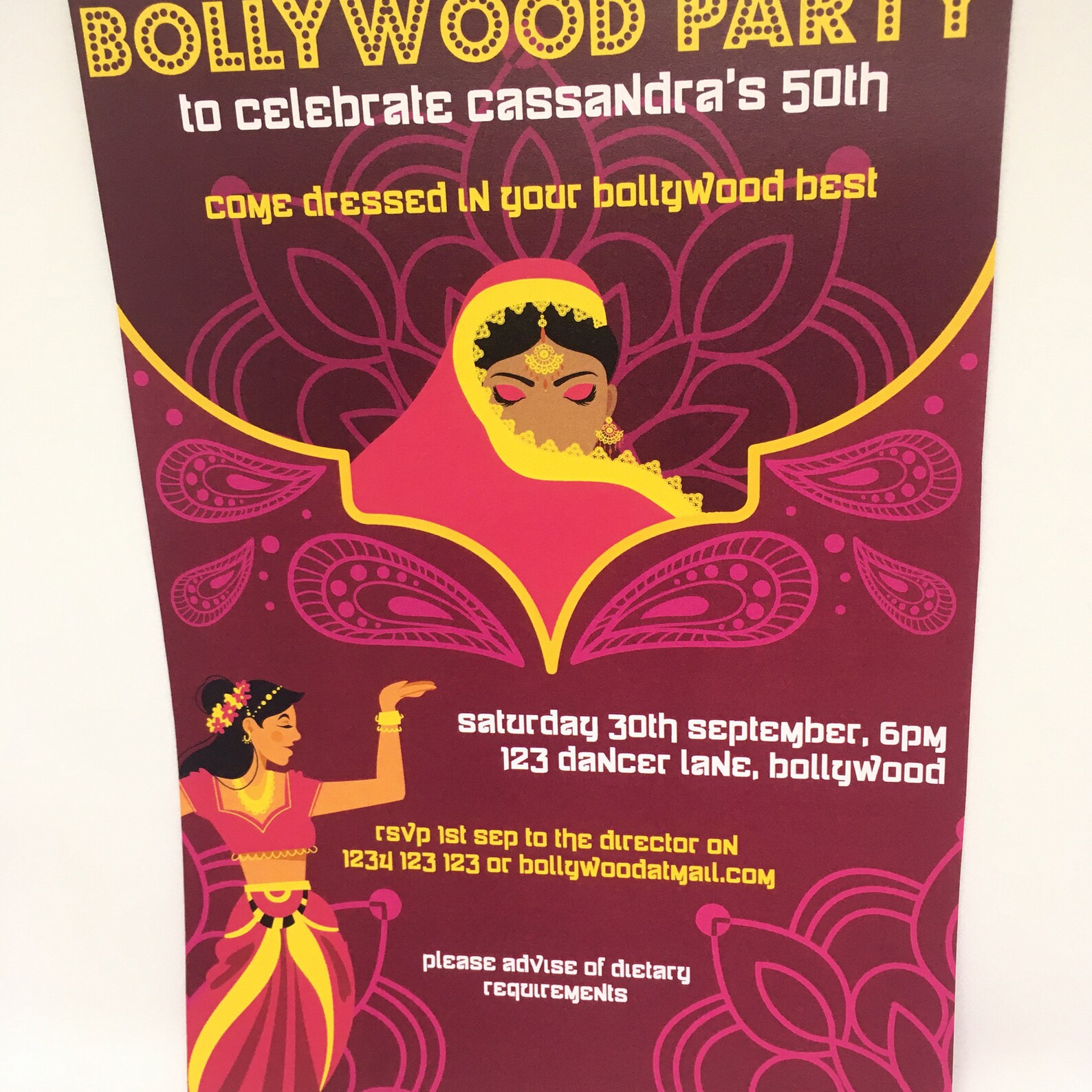 Editable &amp; Printable Bollywood Party Invitation Template | Etsy
