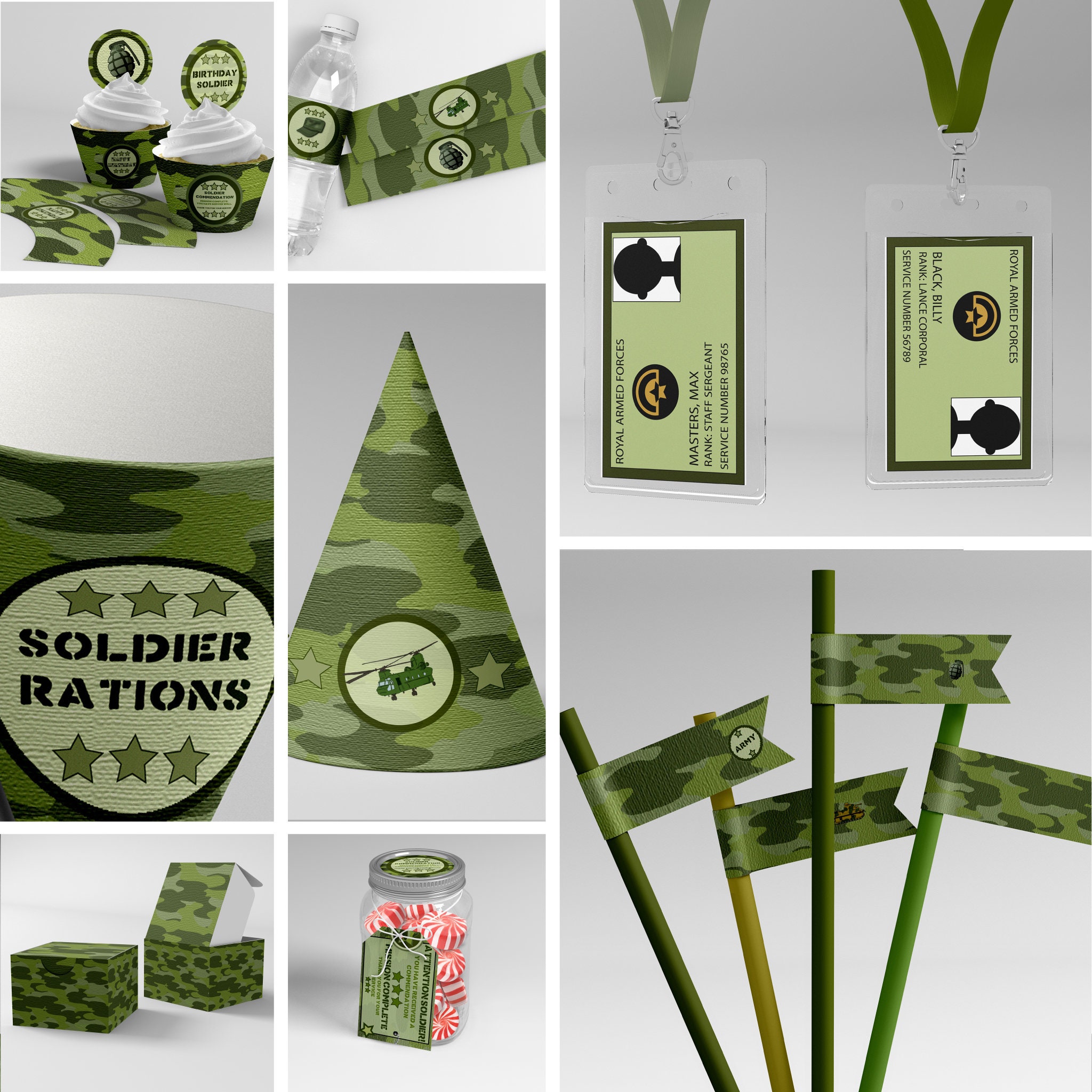 Printable Military Army Party Decor Pack 22pcs Green Etsy