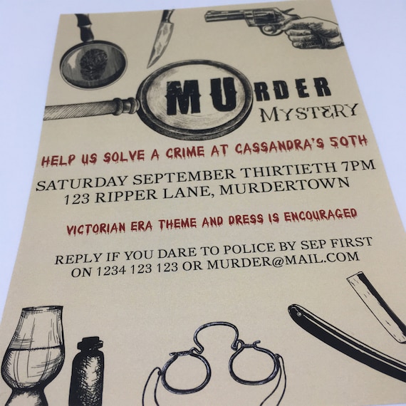 Murder Mystery Dinner Party Invitation Vintage Party 