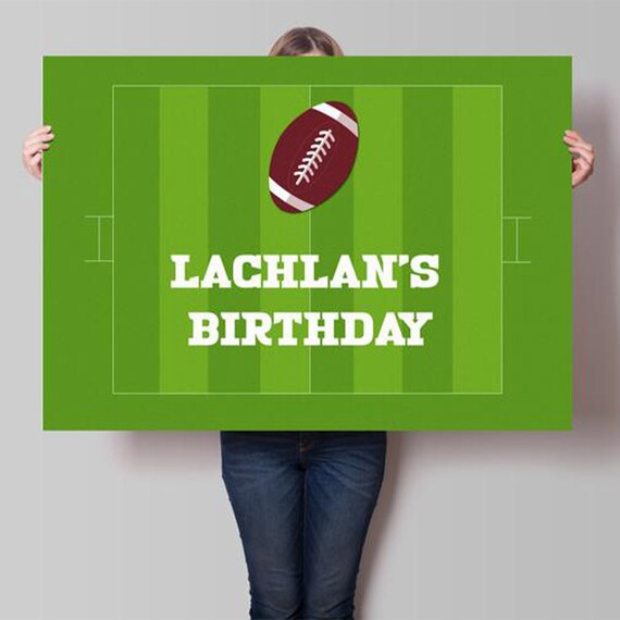 Editable & Printable Football Party Backdrop Template A0 Size - Green, Brown and White - Instant Download - Boys Birthday Parties Il_570xn