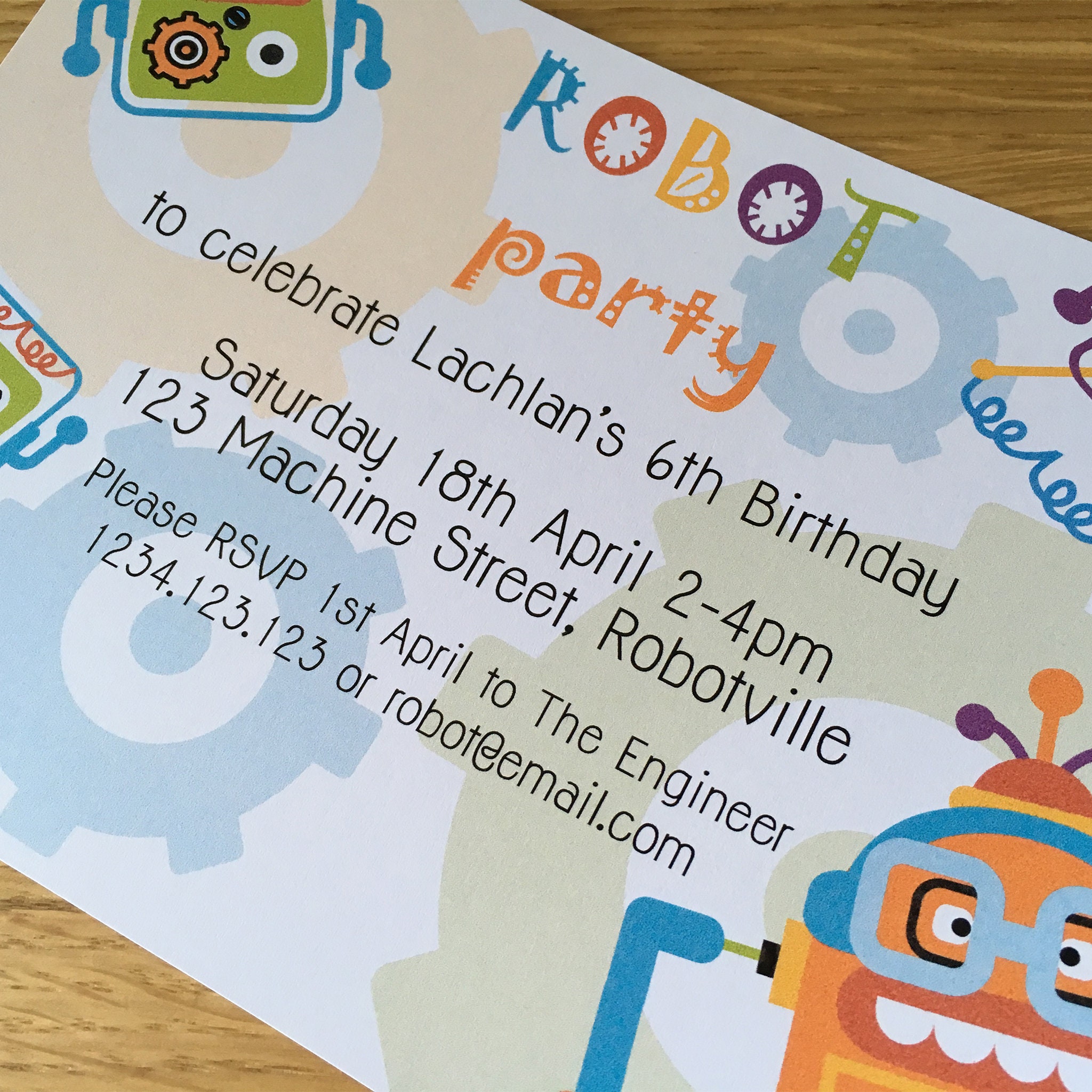 Robot Party Printable Invitation Template 8x8in Green | Etsy