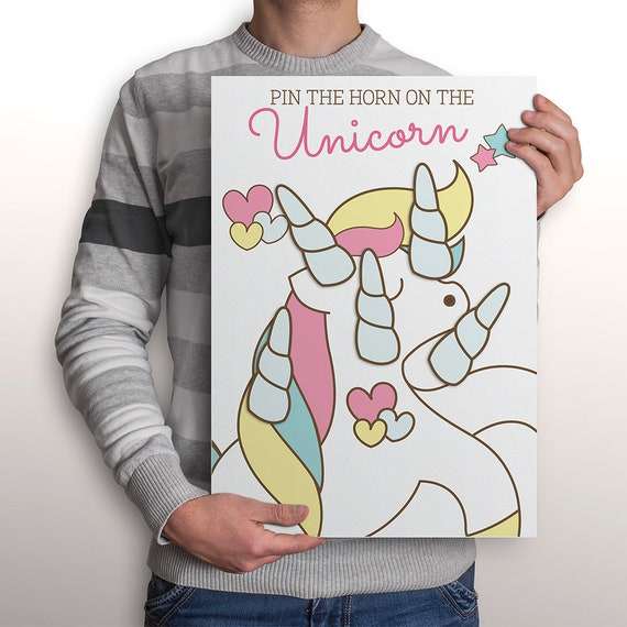 Pin the Horn on the Unicorn Party Theme GAME digital file 