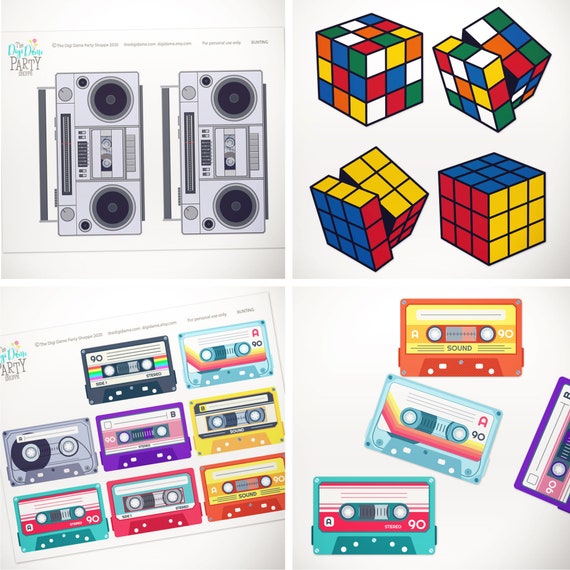 Ready to Print 80's Party Printable Bunting, Set of 3 - Instant ...