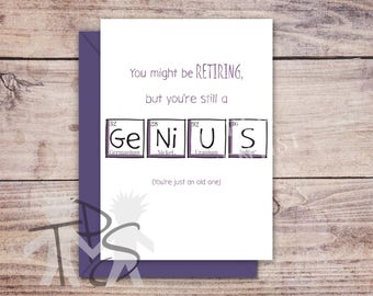 Printable Retirement Card | Greetings Card Periodic Table | Man Retirement Gift | Unique Fun Card | Funny Retirement Card | 5 x 7 inch