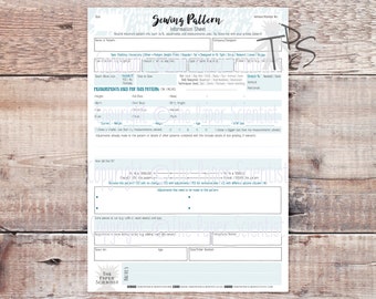 Sewing Pattern Information Worksheet | Sewing Garments | Sew a Pattern | Seamstress | Sewer | Sewist | Dressmaker Tailor | Fabric | Clothing