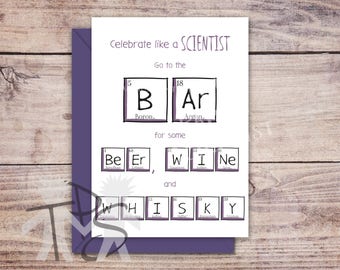 Printable Celebration card | Greetings Card Periodic Table | For Him | Unique Father's Day Card | Funny Congratulations Card | 5 x 7 inch