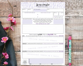 Printable Scene Creator for Writers | Downloadable | Scene Template | Develop your Scenes or Chapters | Author and Writer Writing Resource