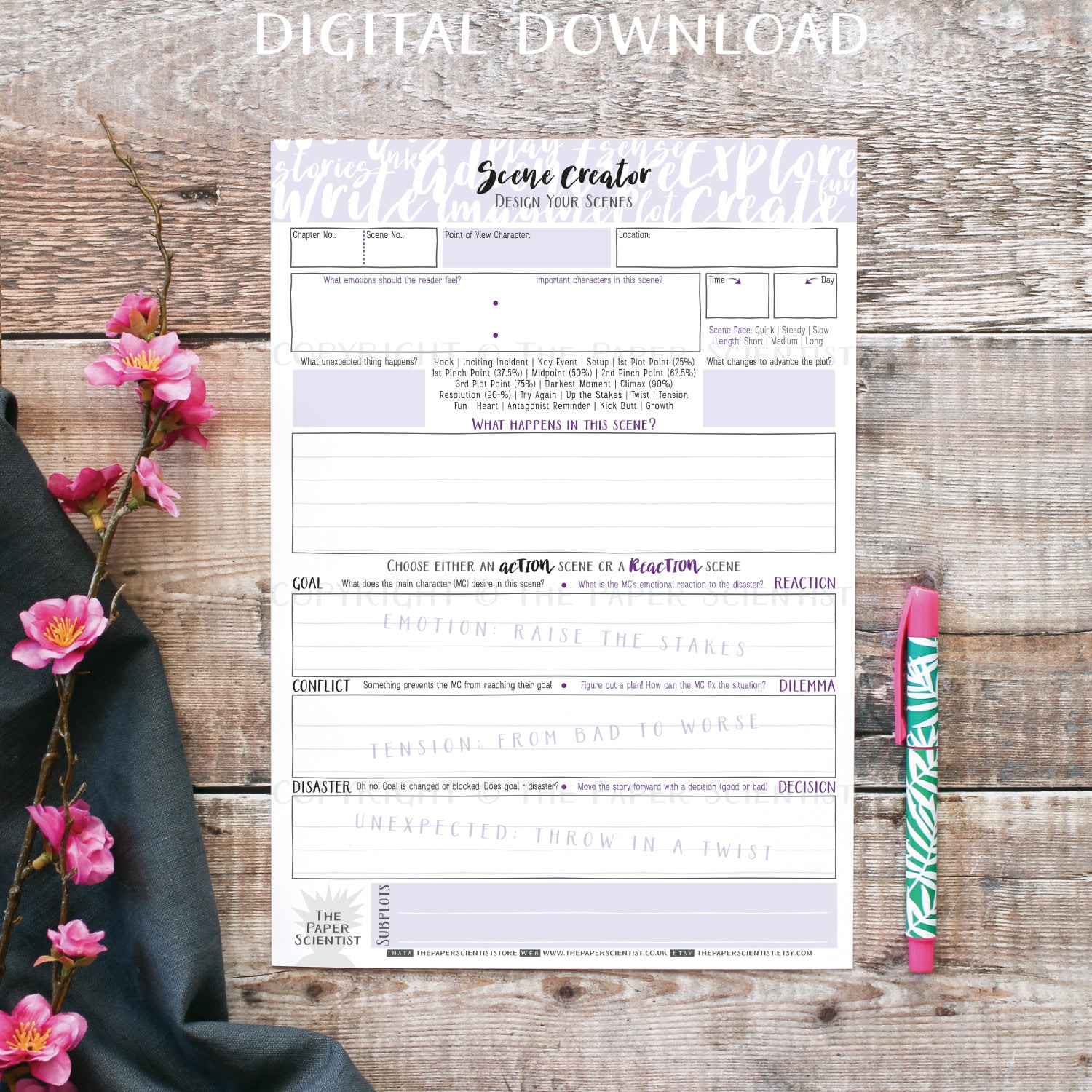Printable Scene Creator for Writers Downloadable Scene - Etsy