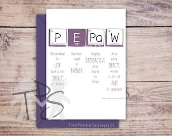 Printable PePaw card | Greetings Card Periodic Table | PePaw Papa PaPaw Dad Grandad | Unique Father's Day Card | Funny Birthday | 5 x 7 inch