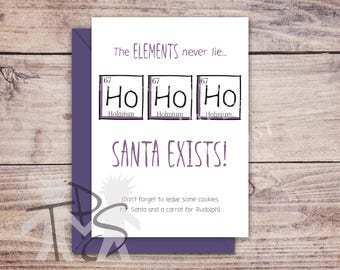 Printable Christmas card | Santa | Greetings Card Periodic Table | Xmas | Unique Xmas Christmas Card | Funny Christmas Card | 5 x 7 inch