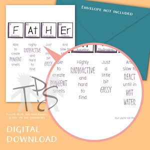 Printable Father's Day Card Greetings Card Periodic Table for His ...