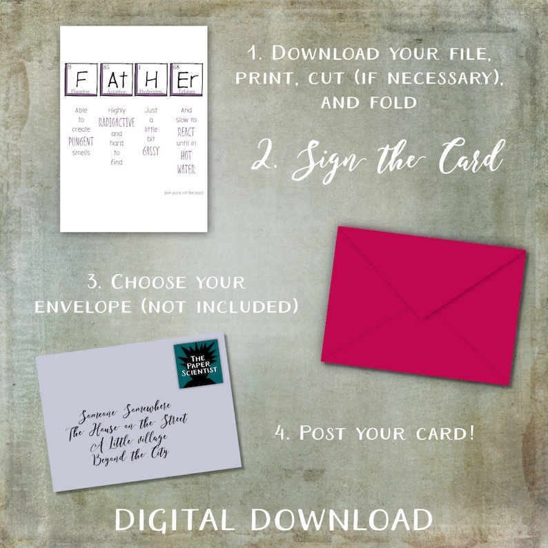 Printable Father's Day Card Greetings Card Periodic Table for His ...