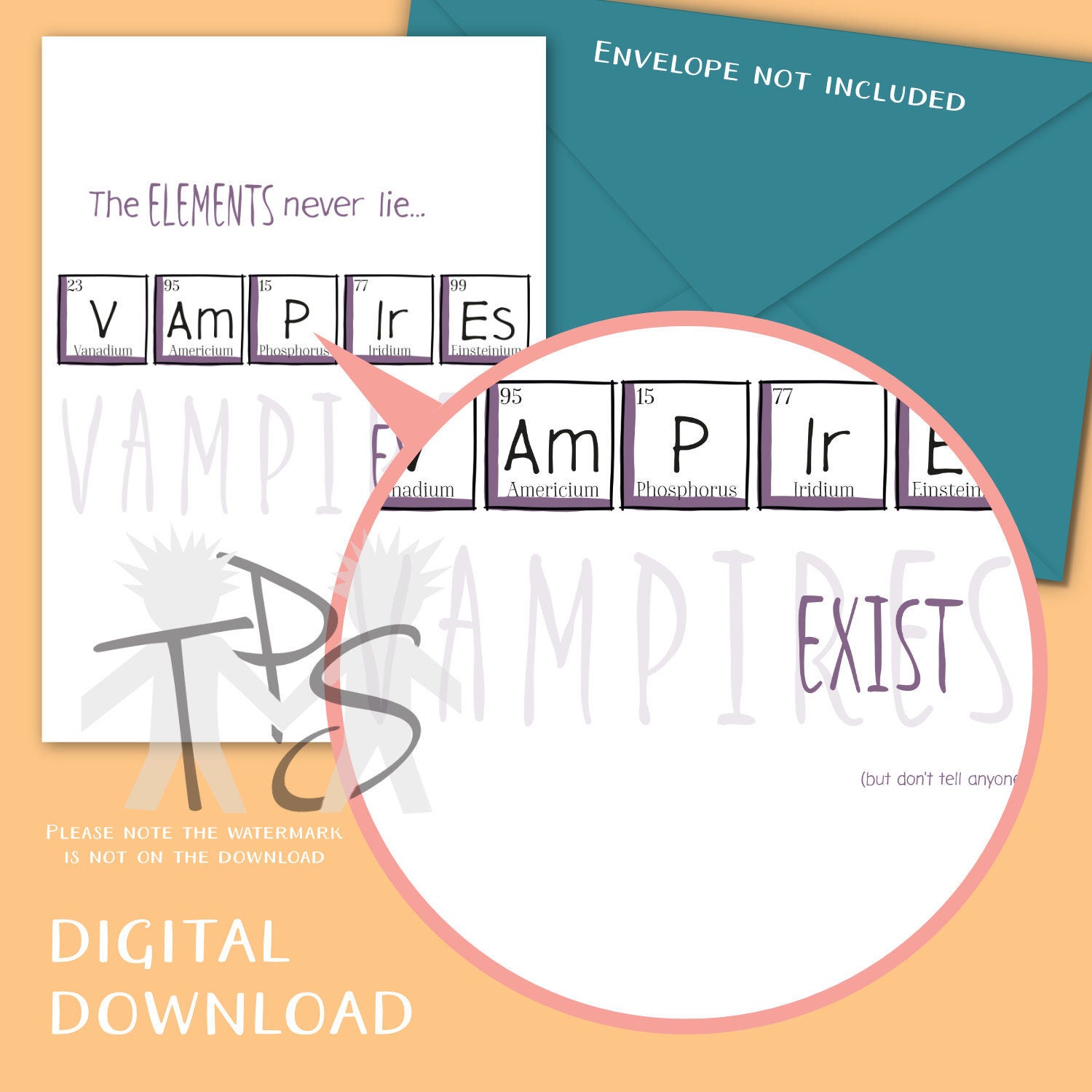 Printable Halloween Card Vampires | Periodic Table | Book Nerd Birthday ...