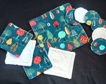 EXCLUSIVE ECO Wipes - Teal Trees - Flannel, Squares, Rounds