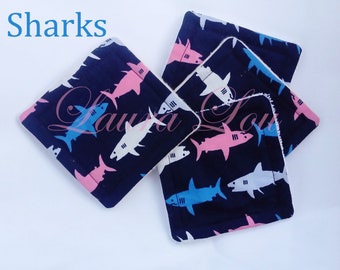 SHARKS ECO Wipes - Flannel, Squares, Rounds - Reusable Face/Make Up wipes