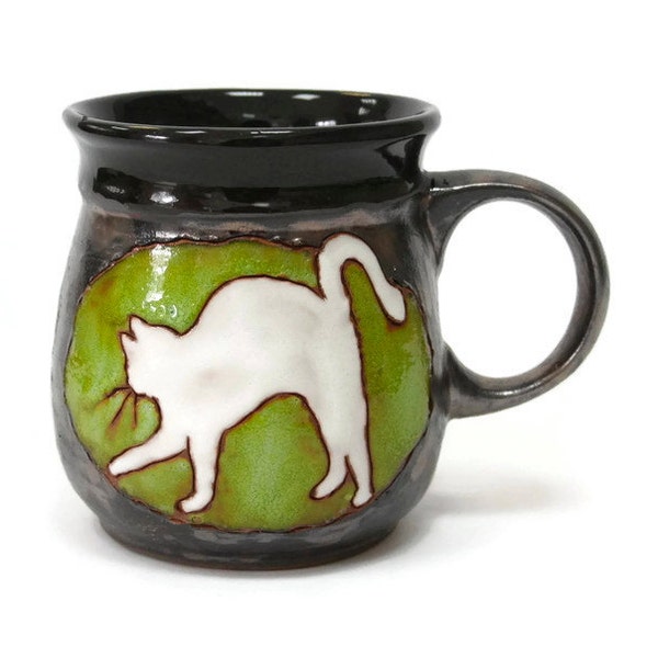 Cat Mug, Ceramic Mug, Pottery Mug, Clay Mug, Coffee Mugs, Stoneware Mug, Handmade Mug, Hand Painted Mug, Teacup, Pottery Cup, Ceramics, Cup