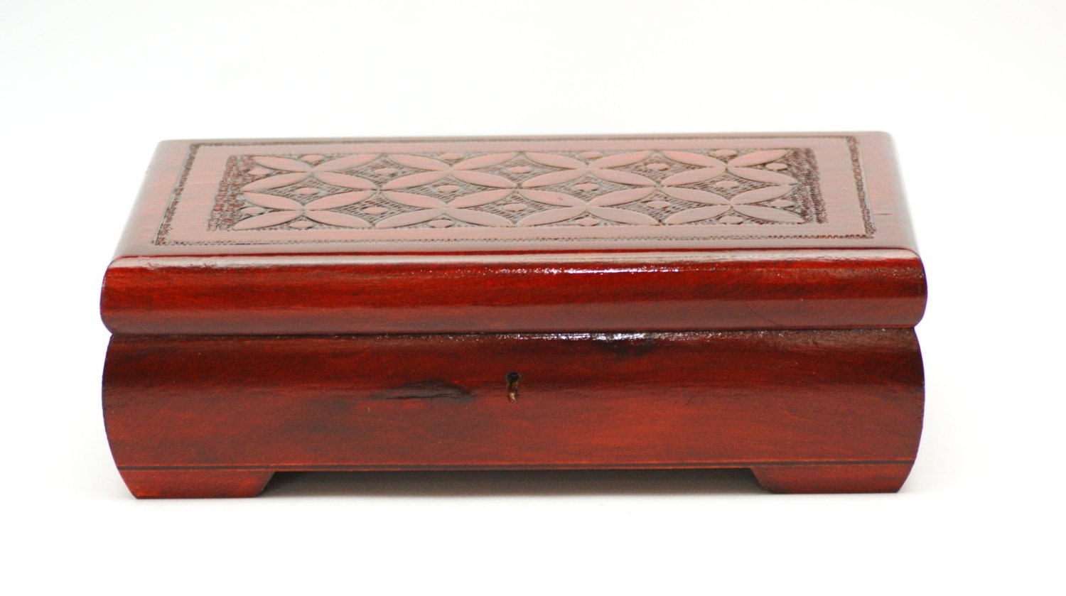 Large Wooden Sewing Box, Oak-color Concentrina Storage Box