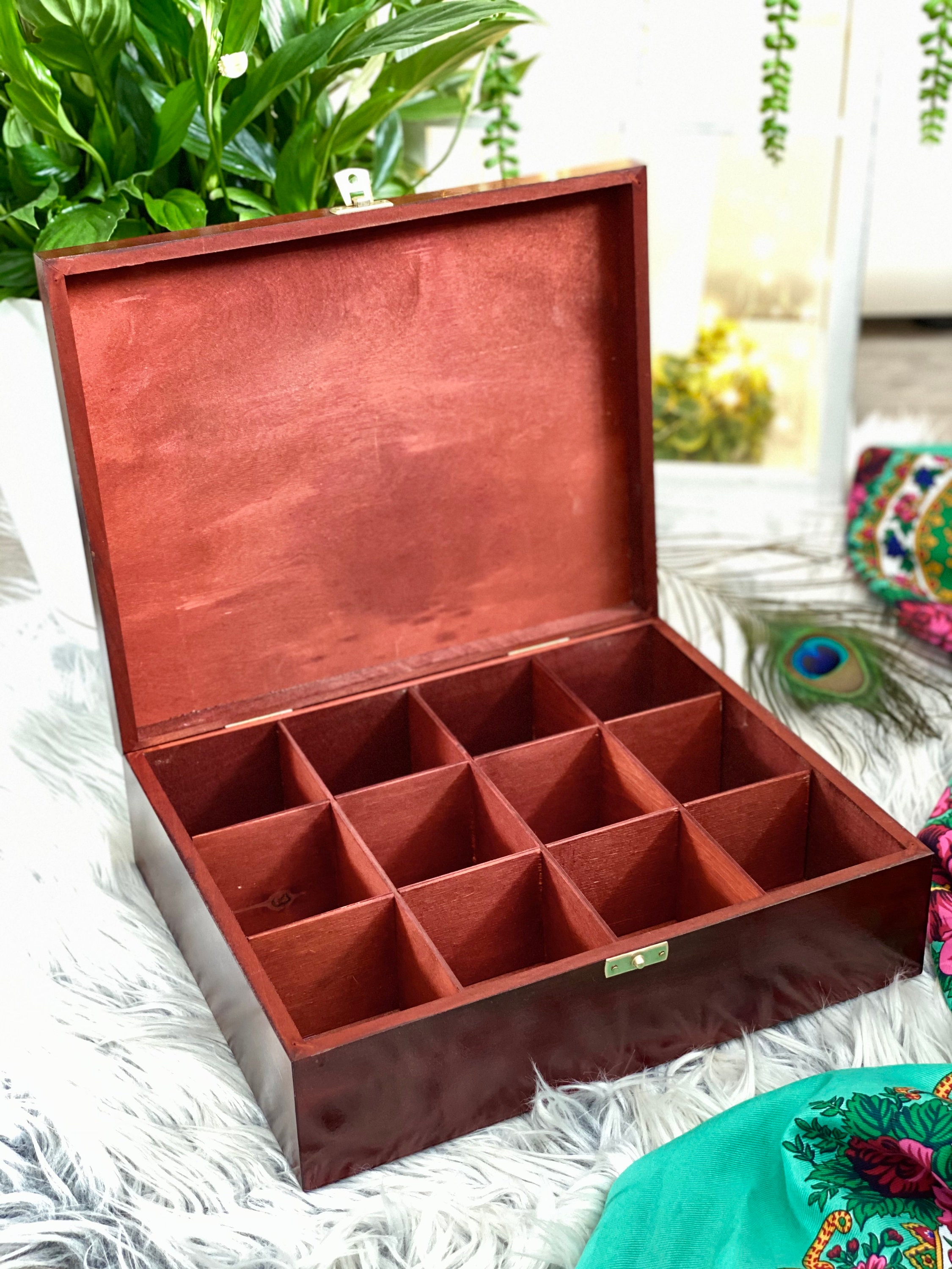 Große Teekiste aus Holz Caddy Tee Organizer braune Mahagoni | Etsy