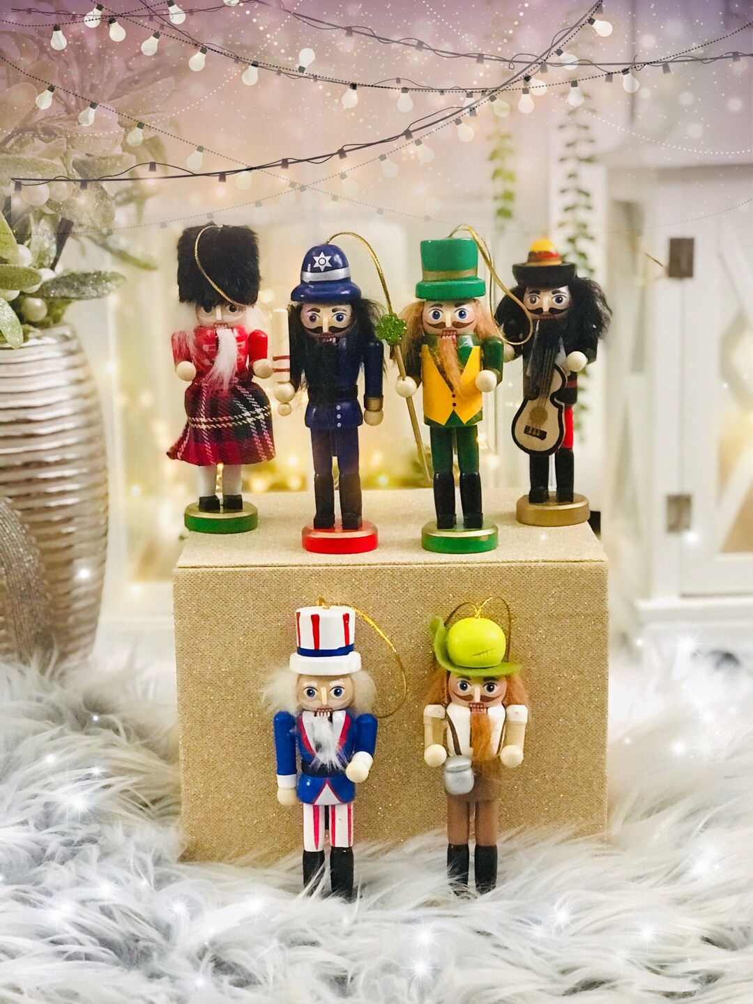 Wooden Nutcracker Set, Nutcrackers Gift Box Set 6 Pcs, Christmas Wooden
