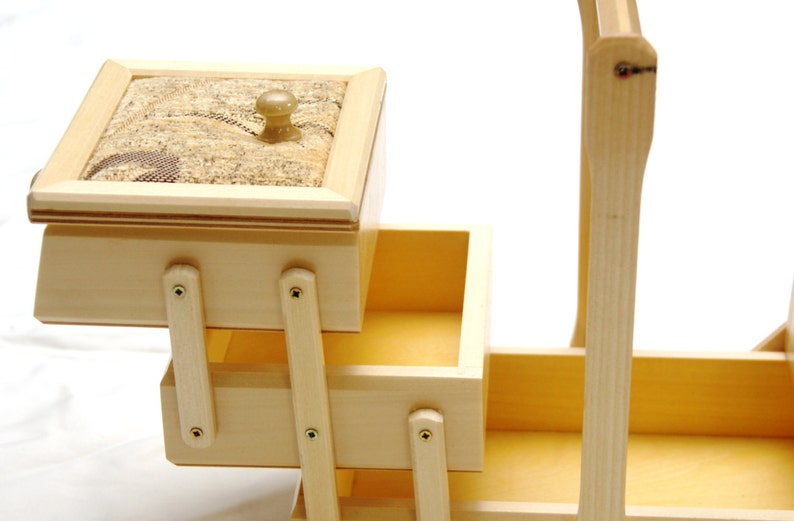 Large Wooden Sewing Box Upholstered Concentrina Storage Box Etsy