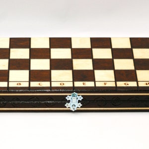 Wooden chess set, wooden fired chess board with carved pieces, lime wood chess set in dark brown and cream color image 4