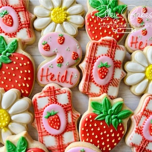 Two Sweet Strawberry Birthday Cookies: Custom 1st Birthday