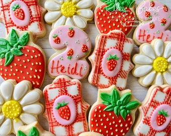 Two Sweet Strawberry Birthday Cookies: Custom 1st Birthday