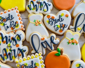 Lemon Citrus Bridal Shower Cookies: One Dozen Assorted