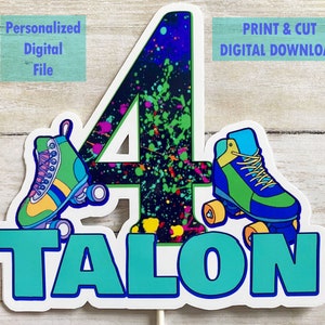 Roller Skates Cake Topper - Digital Download - Personalized