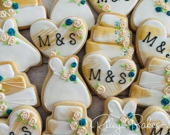 Bridal Shower Cookies; White and Gold Theme