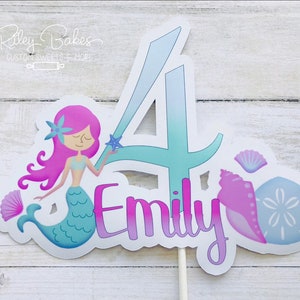 Mermaid Cake Topper, Mermaid Theme Birthday