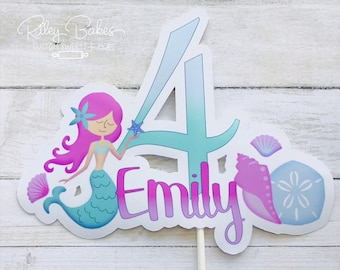 Mermaid Cake Topper, Mermaid Theme Birthday