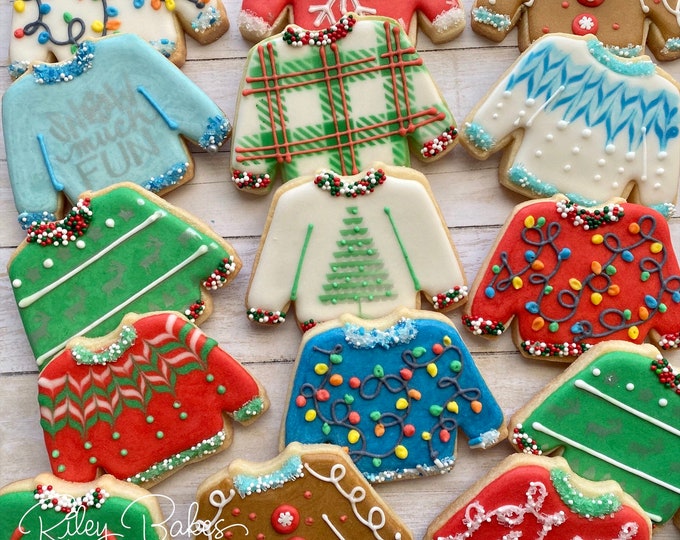 Christmas Cookies, Christmas Party, Ugly Sweater Cookies, Sweater ...