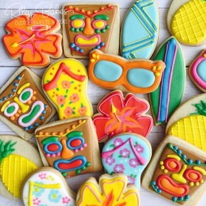 Luau Cookies, luau birthday, luau favors, luau party, luau party decorations