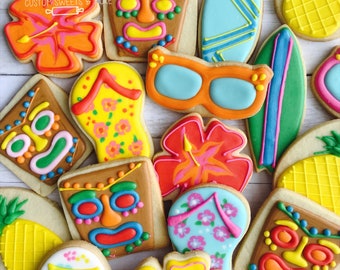 Luau Cookies, luau birthday, luau favors, luau party, luau party decorations