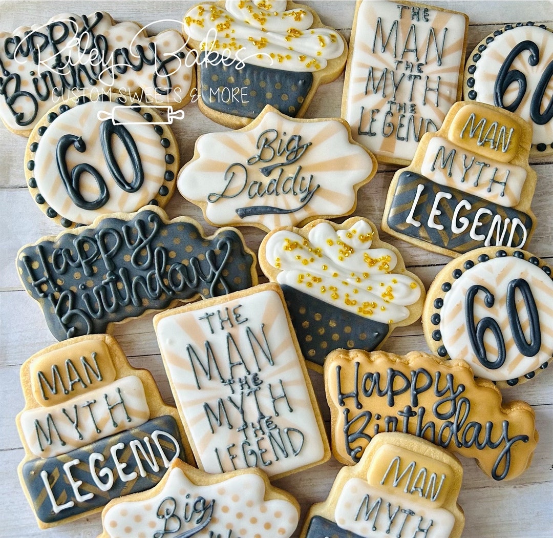 60th Birthday Cookies, Man Myth Legend Cookies - Etsy