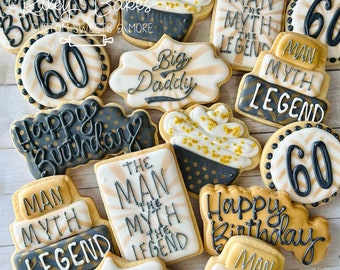 60th Birthday Cookies, Man Myth Legend Cookies