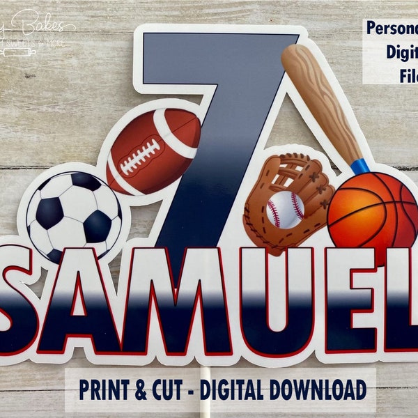 Sports Cake Topper - Digital Download - Personalized