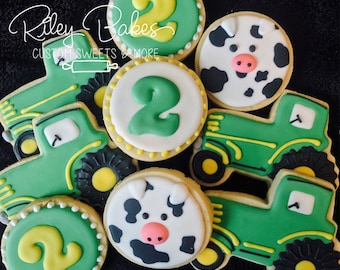 Tractor Cookies, Tractor Theme Birthday