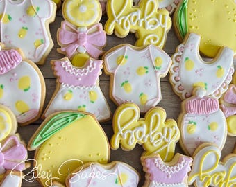 Lemon Baby Shower Cookies, Main Squeeze Theme