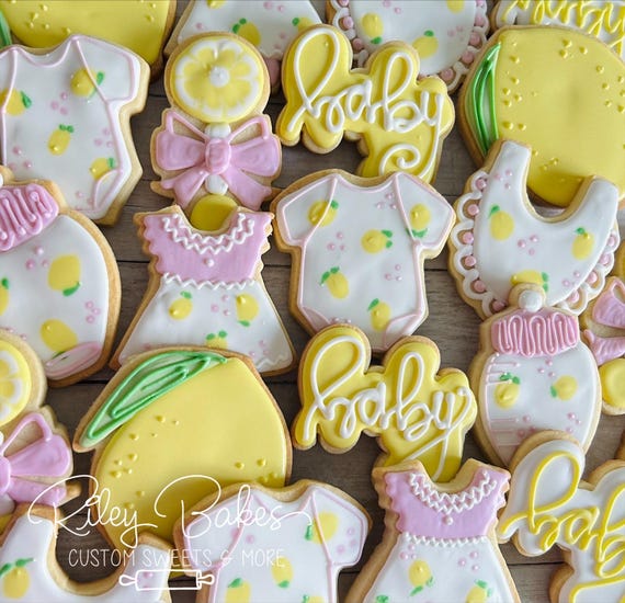 Lemon Baby Shower Cookies, Main Squeeze Theme