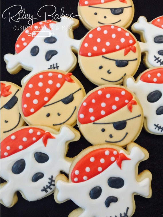 Pirate cookies, Pirates Birthday party, pirate theme party, pirate favors, pirate birthday by