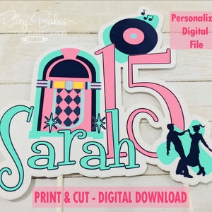 Sock Hop Cake Topper - Digital Download - Personalized