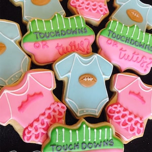 Touchdowns or Tutus Gender Reveal Cookies: 1 Dozen Assorted