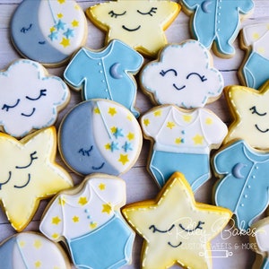 Twinkle Star Baby Shower Cookies: Decorated Sugar Cookie Favors