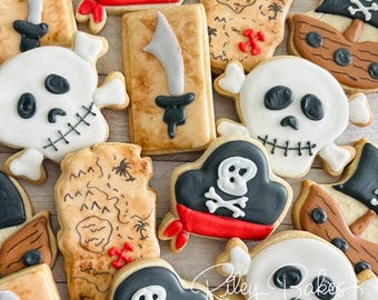 Pirate Cookies: Birthday Party Favors, Themed Cookies (12 ct)