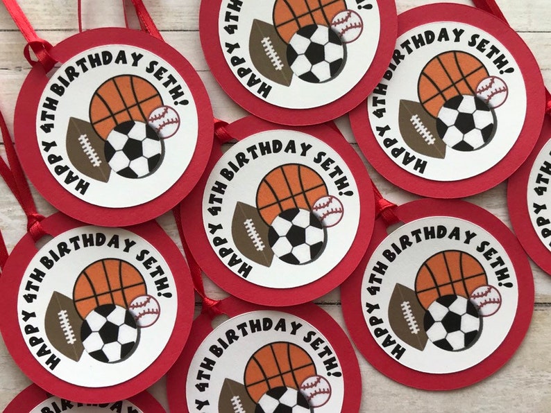 Sports Party Favor Tags Sports Party Decorations Sports - Etsy
