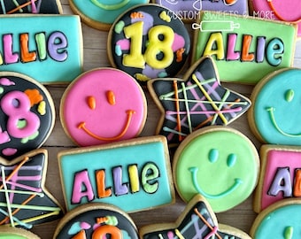 Glow Theme Birthday, Glow Theme Cookies